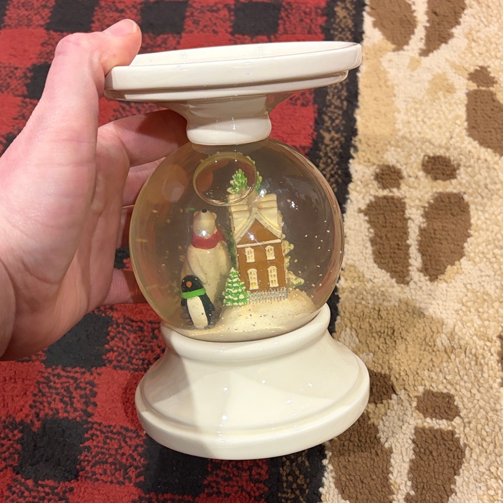 Bath and Body works Christmas snow globe candle
holder